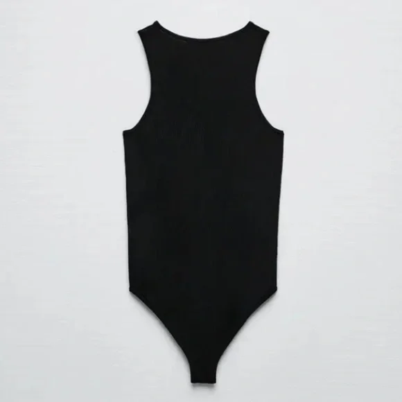NWT. Zara Black Viscose Blend Knitwear Sleeveless Bodysuit. Size S. - Picture 6 of 9